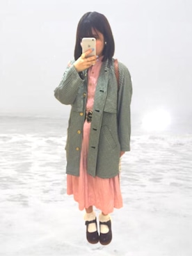 「古着ワンピース」｜「アイテム（ジャケット/アウター）」を使った、nomuchanさん（レディース・156cm）の秋コーディネート