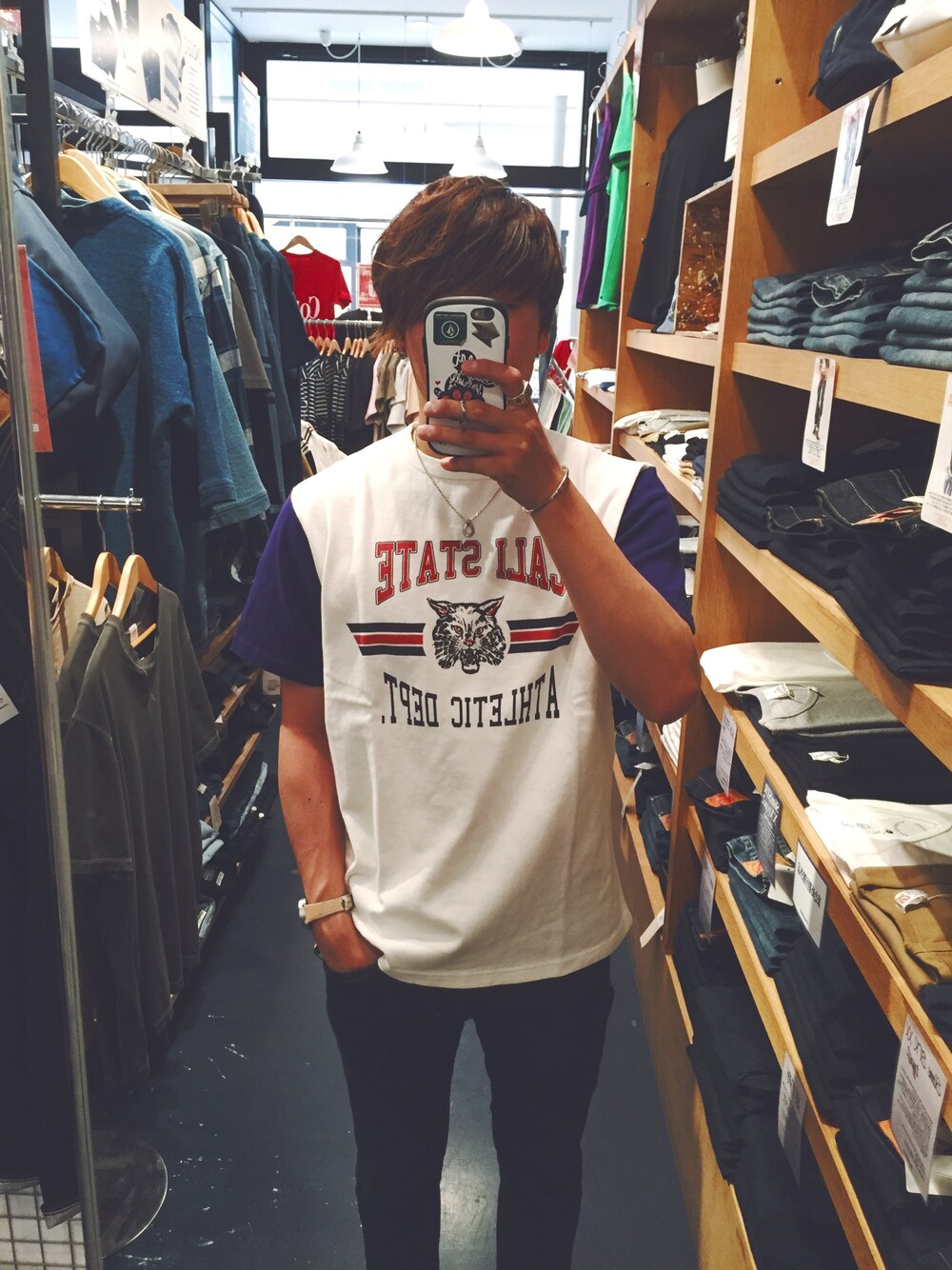 「Denime、Baseball tee」｜「DenimeのビッグシルエットベースボールTシャツ　CALI（Tシャツ/カットソー、ホワイト系）」を使った、篤 SAVEwizOUT"さん（メンズ・173cm）の夏コーディネートの1枚目の写真