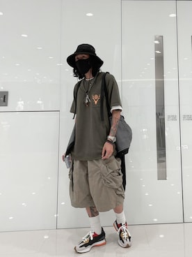 「initial（イニシャル）のアイテム（帽子）」を使った、Vincent Leeさん（メンズ・171cm）の春コーディネート