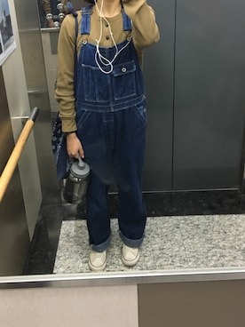「orSlow（オアスロウ）のアイテム（オールインワン・サロペット）」を使った、LO1Oさん（レディース・157cm）の秋コーディネート
