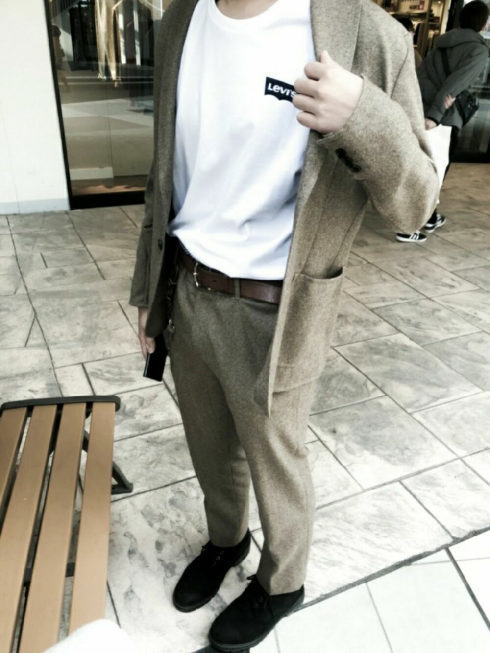 「オトナカジュアル、おしゃれさんと繋がりたい、きれいめカジュアル、カジュアルコーデ、シンプルコーデ、ootd、セットアップ、春コーデ、大人コーデ、冬コーデ」｜「TimberlandのTimberland(ティンバーランド) 6inch BASIC BOOT(6インチベーシックブーツ)（ブーツ、ブラック系）」を使った、龍(Ron)さん（メンズ・175cm）の冬コーディネートの1枚目の写真