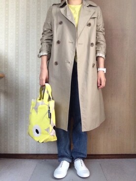 「SLOBE IENA（スローブイエナ）のアイテム（トレンチコート）」を使った、きくさん（レディース・150cm）の春コーディネート