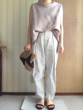 「ノースリーブニット」｜「アイテム（帽子）」を使った、きくさん（レディース・150cm）の夏コーディネート