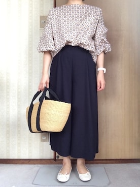 「袖ボリューム」｜「アイテム（腕時計）」を使った、きくさん（レディース・150cm）の夏コーディネート