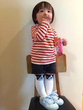 「PUMA × tinycottons （プーマ x タイニーコットン）のアイテム」を使った、Buuuuuchさん（キッズ・80cm）の春コーディネート