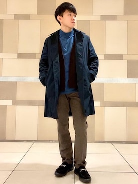 「一押しのアウタースタイル」｜「アイテム（ステンカラーコート）」を使った、ritaさん（メンズ・168cm）の秋コーディネート