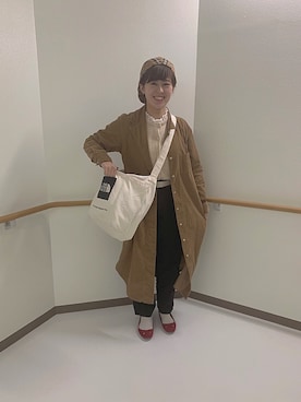 「ハンチング」｜「アイテム（シャツワンピース）」を使った、おぐみさん（レディース・156cm）の秋コーディネート
