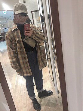 「アイテム（その他アウター、ゴールド系）」を使った、おぐみさん（レディース・156cm）の冬コーディネート