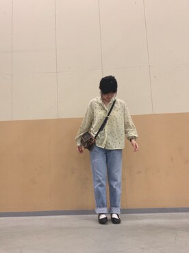「SVEC（シュベック）のカンフーシューズ kung fu Shoes / ストラップパンプス（バレエシューズ）」を使った、おぐみさん（レディース・156cm）の春コーディネート