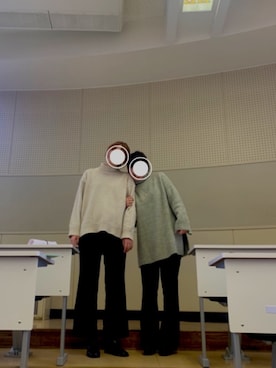 「RANDA」｜「アイテム（スラックス）」を使った、おぐみさん（レディース・156cm）の冬コーディネート