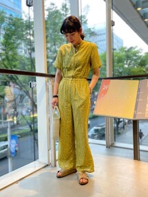 Steven Alan リバティ花柄オールインワン 半袖シャツサロペット シルク Steven Alan リバティ花柄オールインワン 半袖シャツサロペット