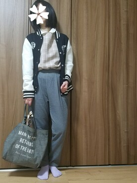 「平成最後のWEARISTAセンバツ」｜「アイテム（スタジャン）」を使った、ユ ヅ キ*さん（レディース・152cm）の春コーディネート