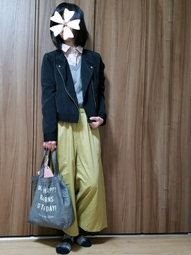 「MAJESTIC LEGON（マジェスティックレゴン）のアイテム（ライダースジャケット）」を使った、ユ ヅ キ*さん（レディース・152cm）の春コーディネート