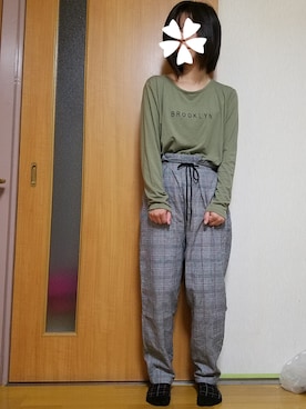 「チェック柄に恋してる」｜「アイテム（音楽/本・雑誌）」を使った、ユ ヅ キ*さん（レディース・152cm）の秋コーディネート