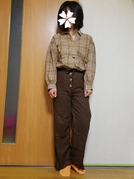 「チェック柄に恋してる」｜「アイテム（音楽/本・雑誌）」を使った、ユ ヅ キ*さん（レディース・152cm）の秋コーディネート