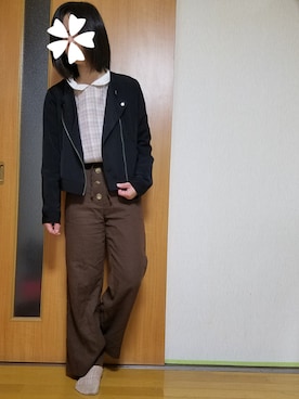 「MAJESTIC LEGON（マジェスティックレゴン）のアイテム（ライダースジャケット）」を使った、ユ ヅ キ*さん（レディース・152cm）の秋コーディネート
