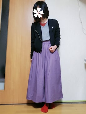 「MAJESTIC LEGON（マジェスティックレゴン）のアイテム（ライダースジャケット）」を使った、ユ ヅ キ*さん（レディース・152cm）の冬コーディネート