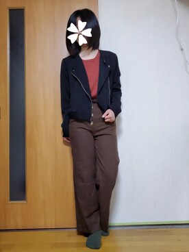「MAJESTIC LEGON（マジェスティックレゴン）のアイテム（ライダースジャケット）」を使った、ユ ヅ キ*さん（レディース・154cm）の春コーディネート