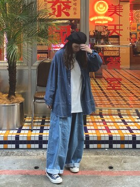 「丹寧」｜AKANEさん（レディース・160cm）の秋コーディネート