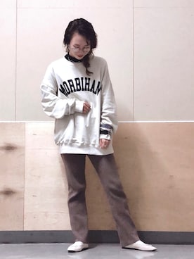 「スエット」｜「アイテム（バレエシューズ）」を使った、milkさん（レディース・160cm）の秋コーディネート