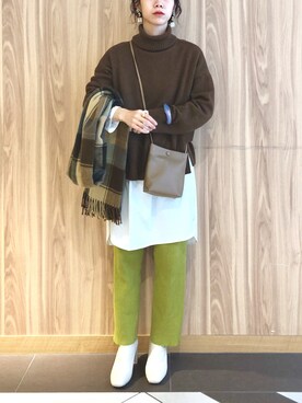 「LOWRYS FARM（ローリーズファーム）のストレッチヒールブーツ　851418（ブーツ）」を使った、milkさん（レディース・160cm）の秋コーディネート