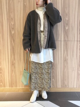 「LOWRYS FARM（ローリーズファーム）のストレッチヒールブーツ　851418（ブーツ）」を使った、milkさん（レディース・160cm）の秋コーディネート