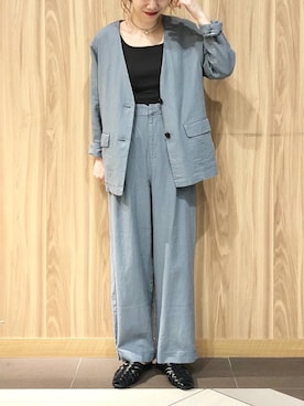「LOWRYS FARM（ローリーズファーム）のアイテム（ノーカラージャケット）」を使った、milkさん（レディース・160cm）の春コーディネート