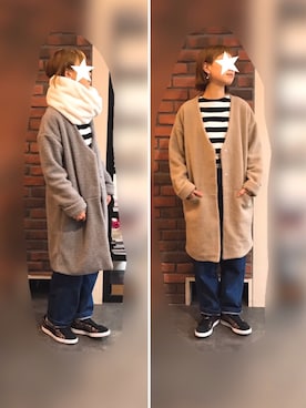 「Samansa Mos2 blue（サマンサモスモスブルー）のアイテム（その他アウター）」を使った、n@omiさん（レディース・159cm）の冬コーディネート