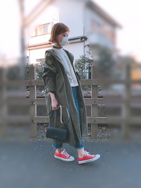 「赤コンバース」｜「アイテム（その他アウター）」を使った、n@omiさん（レディース・159cm）の冬コーディネート