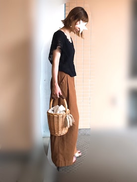 「リラックスパンツ」｜「アイテム（その他）」を使った、n@omiさん（レディース・160cm）の夏コーディネート