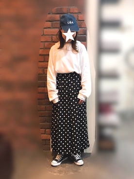 「niko and...（ニコアンド）のメンテンBIGBIG Ｔシャツ【niko and ...】（Tシャツ/カットソー）」を使った、n@omiさん（レディース・160cm）の春コーディネート