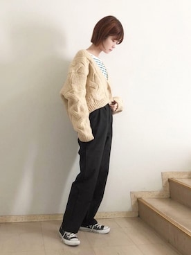 「CONVERSE（コンバース）のconverse（コンバース） ALL STAR OX（オールスターOX）（スニーカー）」を使った、simaさん（レディース・159cm）の秋コーディネート