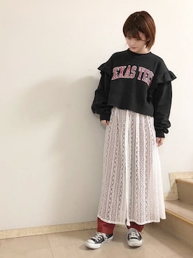 「CONVERSE（コンバース）のconverse（コンバース） ALL STAR OX（オールスターOX）（スニーカー）」を使った、simaさん（レディース・159cm）の秋コーディネート