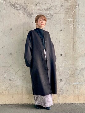 「一押しのアウタースタイル」｜「アイテム（ノーカラージャケット）」を使った、mizurisaさん（レディース・153cm）の冬コーディネート