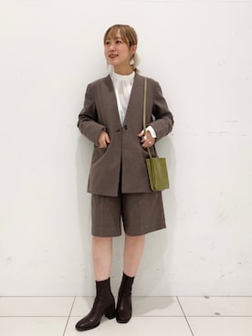 「キュロットパンツ」｜「アイテム（ノーカラージャケット）」を使った、mizurisaさん（レディース・153cm）の冬コーディネート