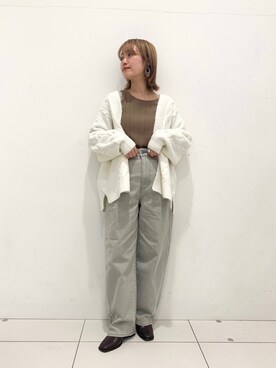 「ケーブルカーディガン」｜「アイテム（その他シューズ）」を使った、mizurisaさん（レディース・153cm）の冬コーディネート