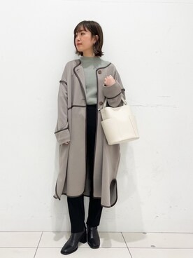 「パイピングコート」｜「アイテム（その他シューズ）」を使った、mizurisaさん（レディース・153cm）の冬コーディネート