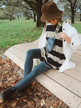 「14+（イチヨンプラス）のアイテム（帽子）」を使った、十四 鳩子さん（レディース・160cm）の秋コーディネート