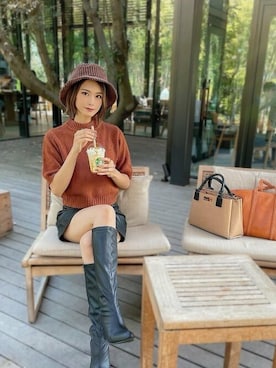 「14+（イチヨンプラス）のアイテム（ハット）」を使った、十四 鳩子さん（レディース・160cm）の秋コーディネート