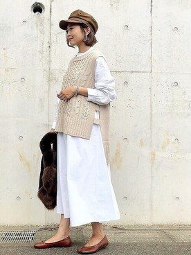 「14+（イチヨンプラス）のアイテム（キャスケット）」を使った、十四 鳩子さん（レディース・160cm）の秋コーディネート