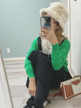 「14+（イチヨンプラス）のアイテム（ハット）」を使った、十四 鳩子さん（レディース・160cm）の秋コーディネート