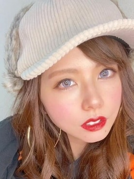 「14+（イチヨンプラス）のアイテム（キャップ）」を使った、十四 鳩子さん（レディース・160cm）の冬コーディネート