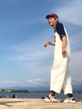 「白コーデ」｜「アイテム（オールインワン・サロペット）」を使った、daisuke kai / ちょまさん（メンズ・180cm）の夏コーディネート