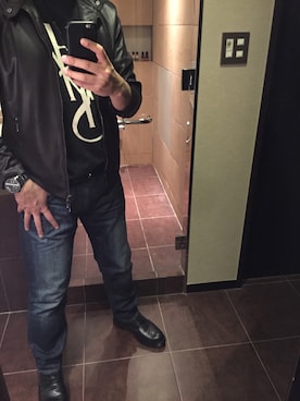 「ARMANI EXCHANGE（アルマーニエクスチェンジ）のアイテム（ブーツ）」を使った、聡さん（メンズ・176cm）の秋コーディネート