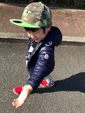 「MONCLER（モンクレール）のアイテム（ダウンジャケット/コート）」を使った、Kaiさん（キッズ・100cm）の春コーディネート