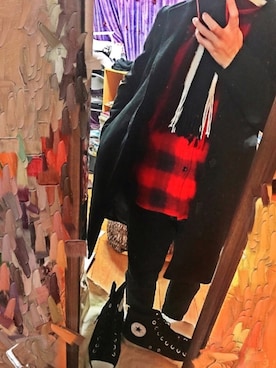 「アイラブCONVERSE」｜「アイテム（チェスターコート）」を使った、シュさん（メンズ・163cm）の秋コーディネート