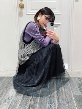 「メロートップス」｜「アイテム（アクセサリー）」を使った、はるこ_HAREさん（レディース・152cm）の春コーディネート