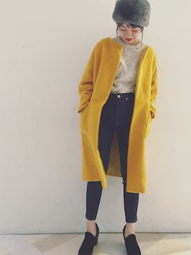 「アイテム（ノーカラージャケット）」を使った、nakata さん（レディース・163cm・20代）の秋コーディネート