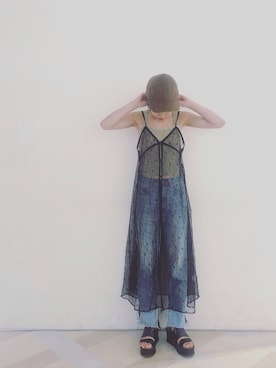 「ニットキャミソール」｜「アイテム（ワンピース/ドレス）」を使った、nakata さん（レディース・163cm）の夏コーディネート