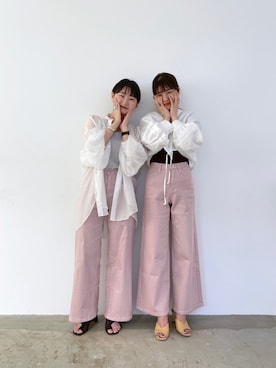 「mystic（ミスティック）のシアーラグランボリュームシャツ（シャツ/ブラウス）」を使った、nakata さん（レディース・163cm）の春コーディネート